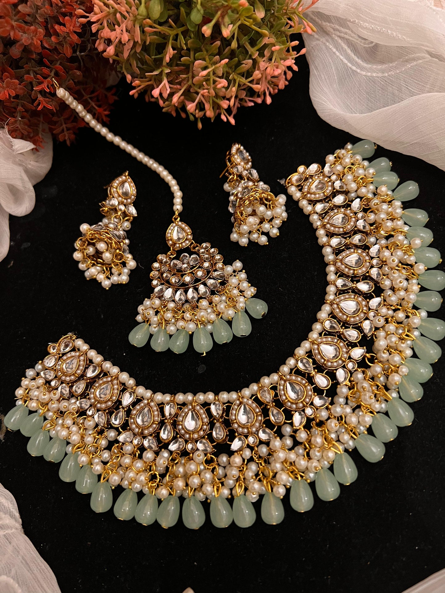 Sheesh kundan necklace set