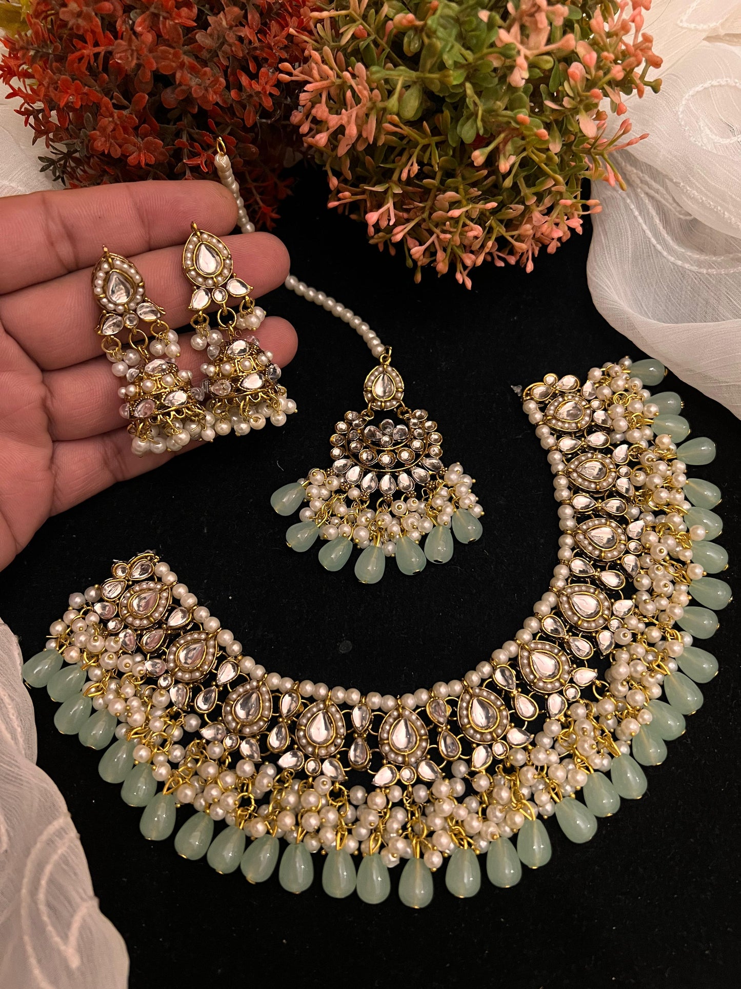 Sheesh kundan necklace set