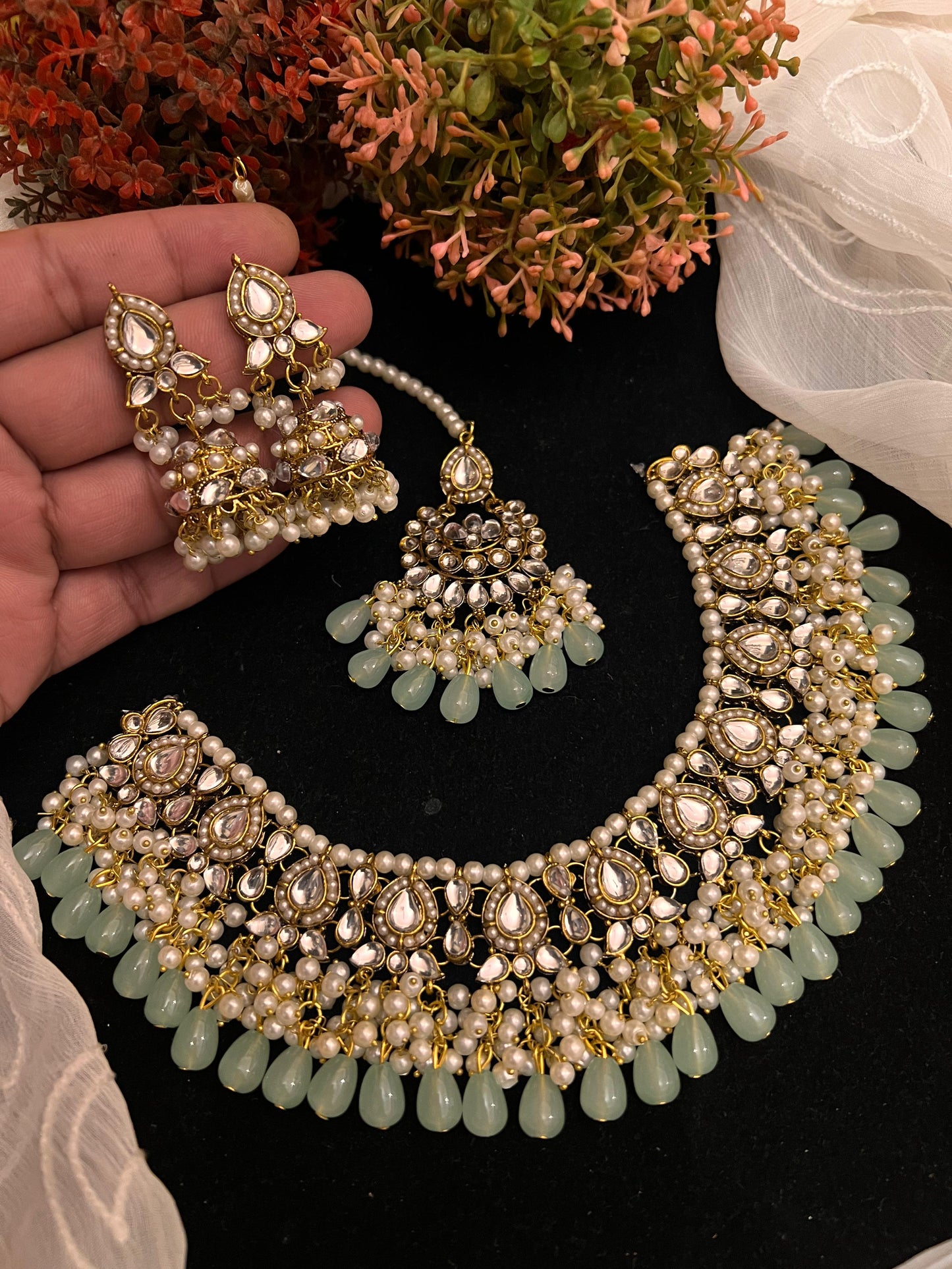 Sheesh kundan necklace set
