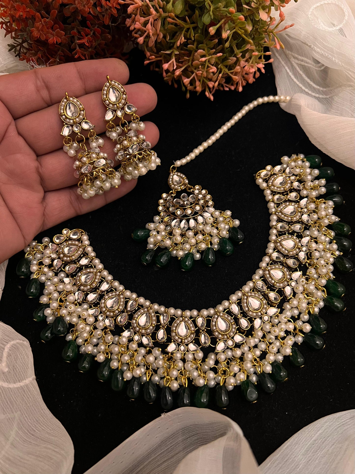 Sheesh kundan necklace set