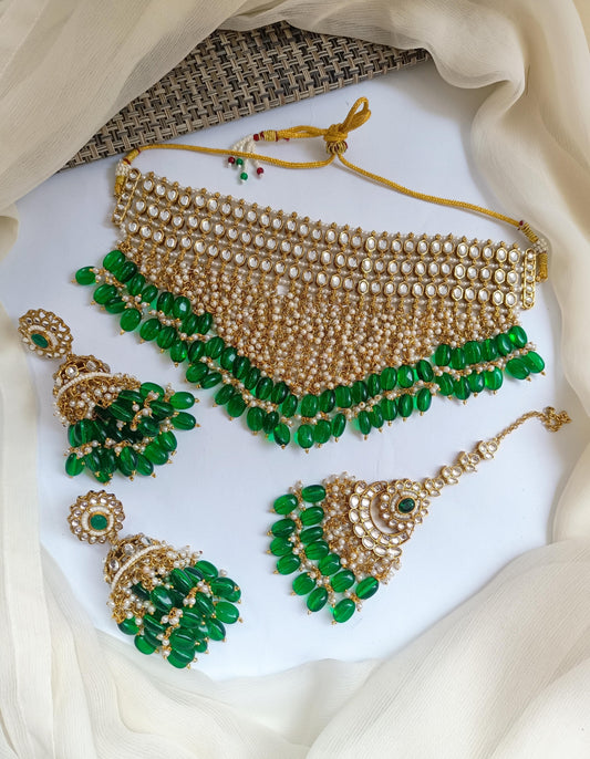 Indian Dubbi Kundan Stylish Bridal Jhumki's Set With Teeka