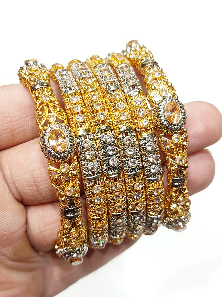 Zircon 6pcs Bangle Set available in 6 Colours Sizes : 2.4 , 2.6 , 2.8 , 2.10