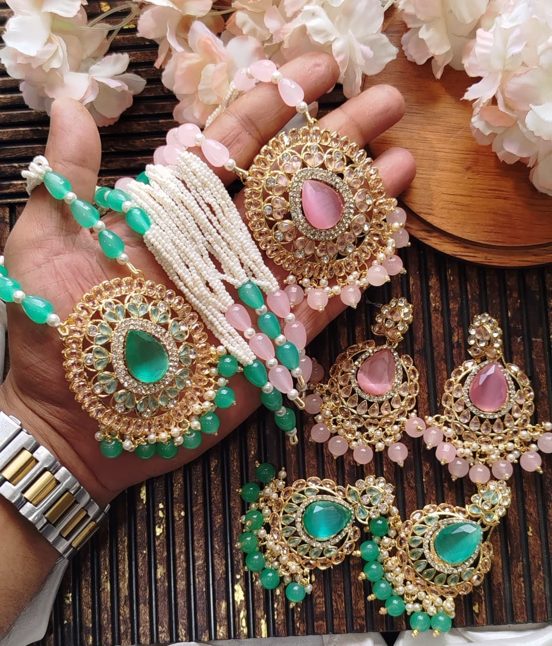 Beautiful Zarqoon stone Egyption style  Mala Set Fine Quality