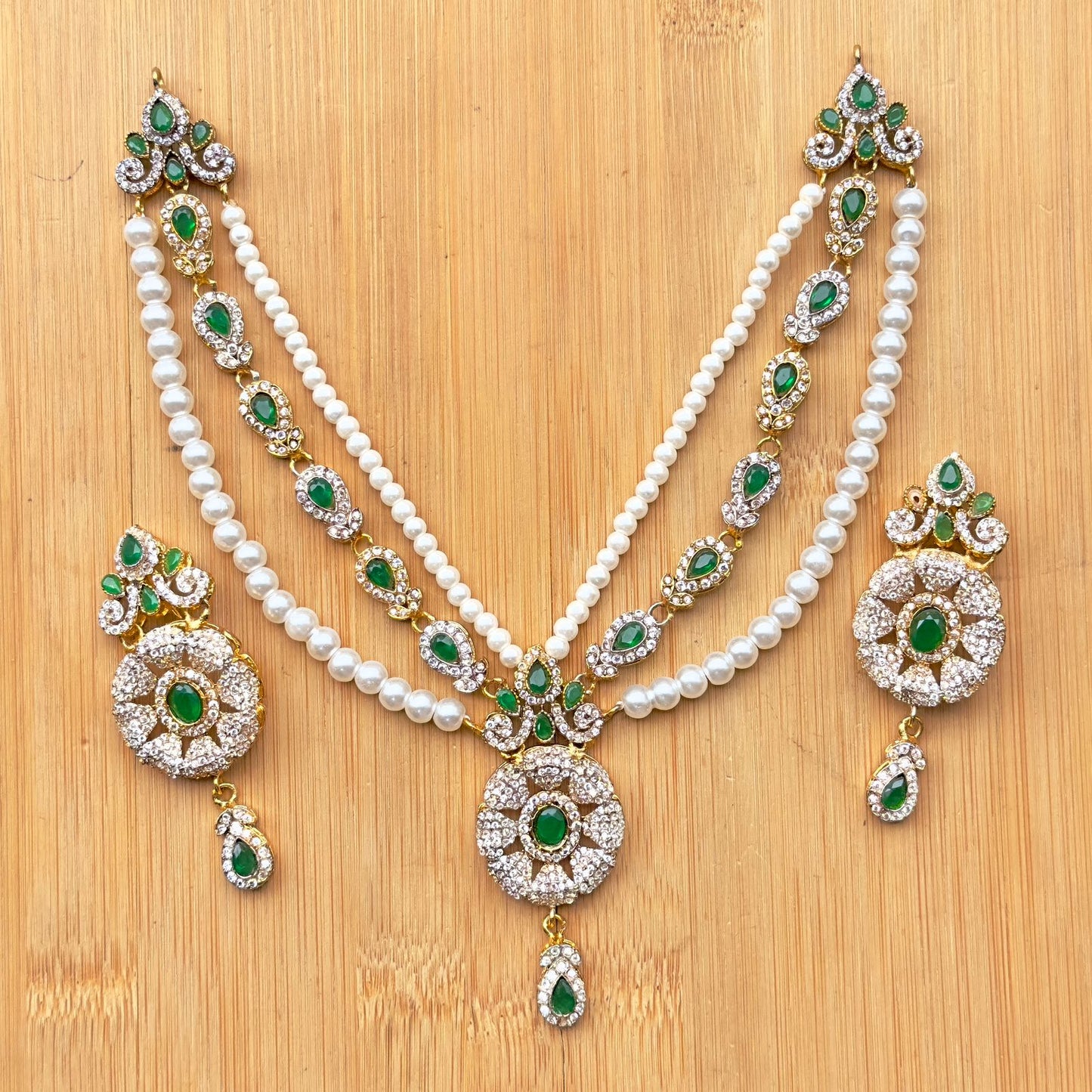 RP 3 layears Necklace with Earring heand meaking gold polish