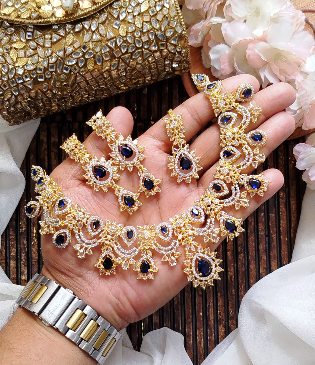 Beautiful Indian A.D(1) Carad- zarcon Bigshow Set Earings  with Tika