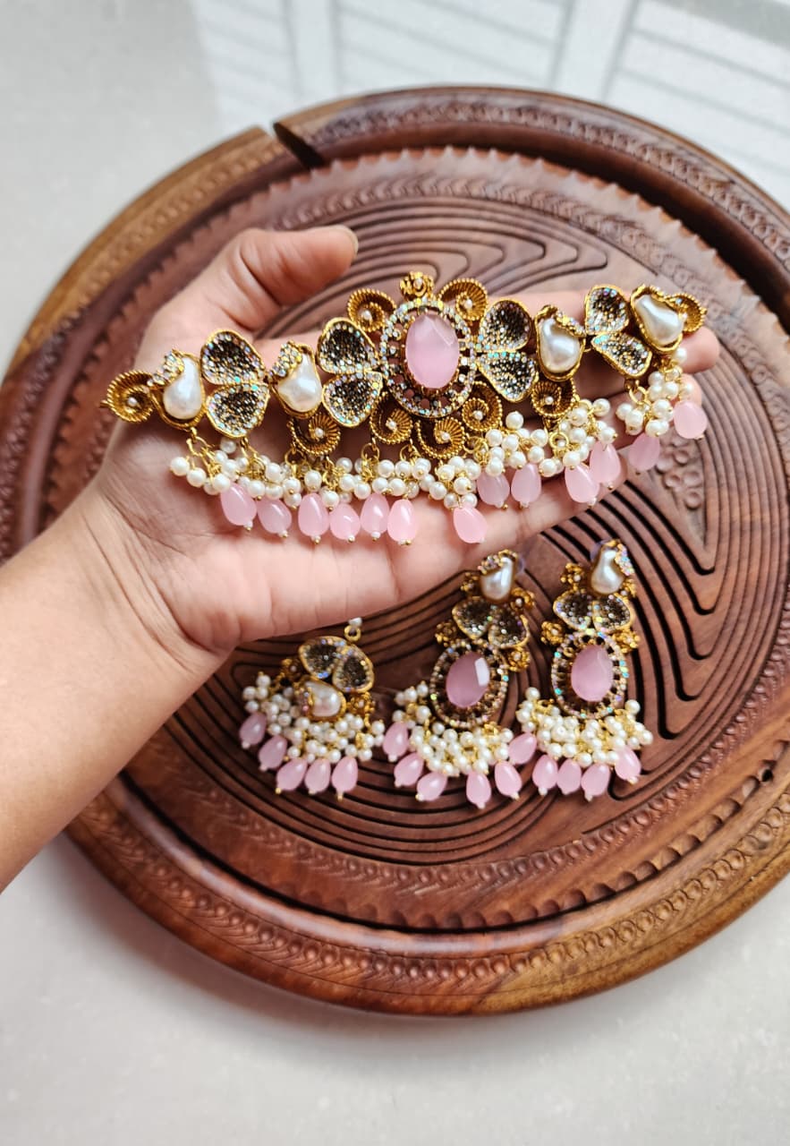 Designer collection Handmade stone with mother pearl turkish chokkar set