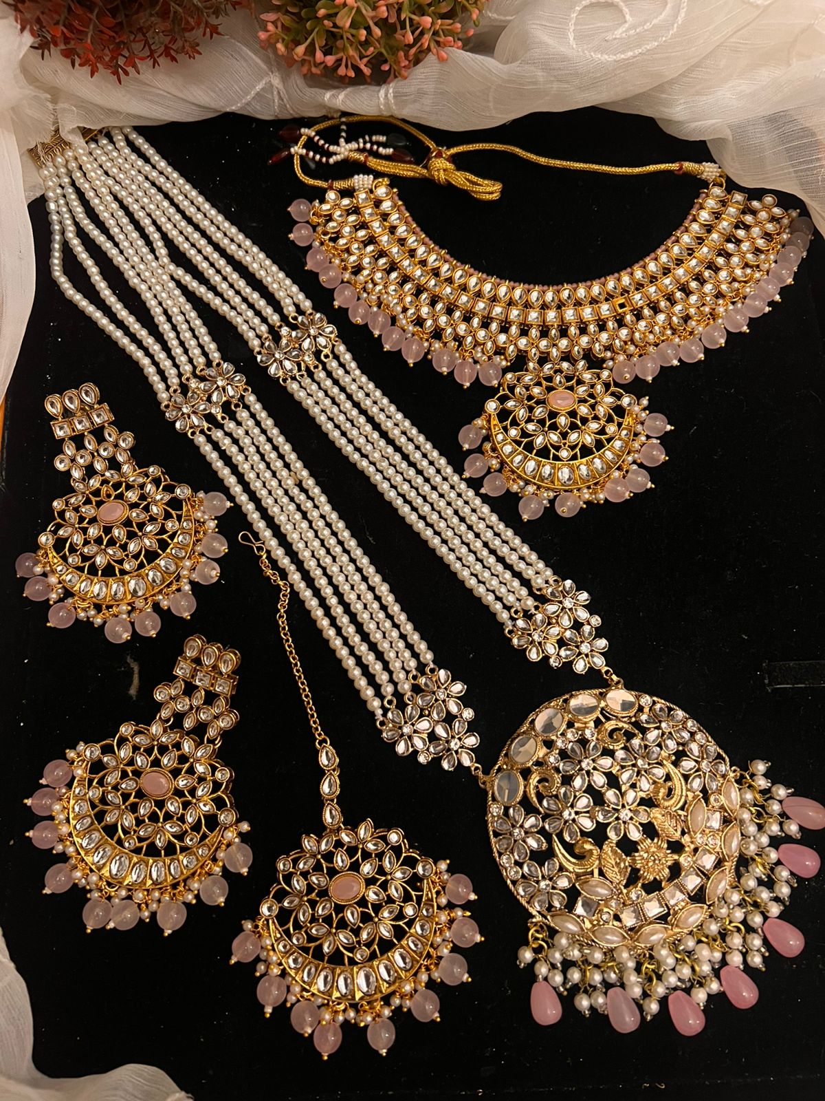 Sheesh kundan necklace mala set
