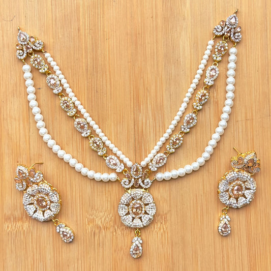 RP 3 layears Necklace with Earring heand meaking gold polish