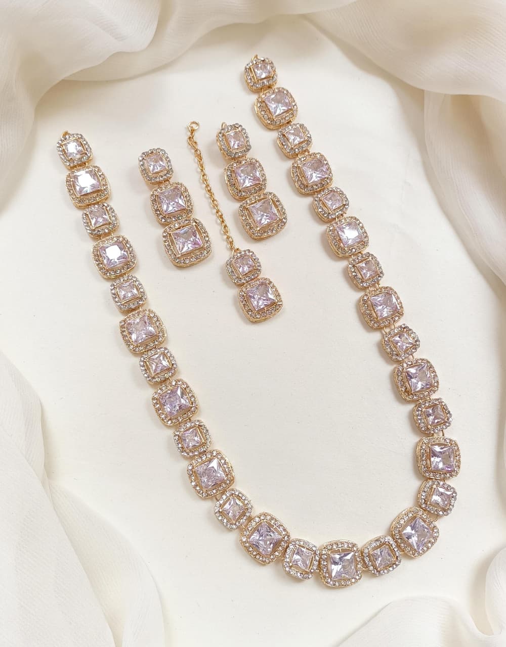 Mala set Beautiful Design Zircon Stone PartyWear Stylish With Teeka