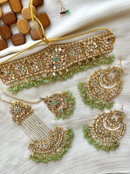 Mirror Kundan Bridal set