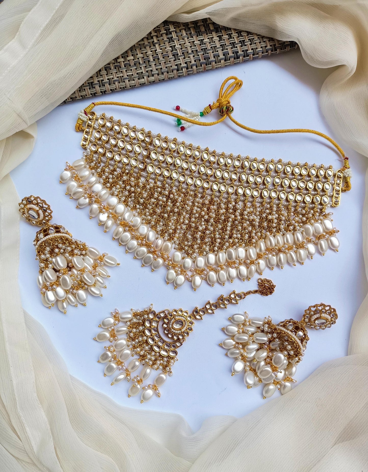 Indian Dubbi Kundan Stylish Bridal Jhumki's Set With Teeka