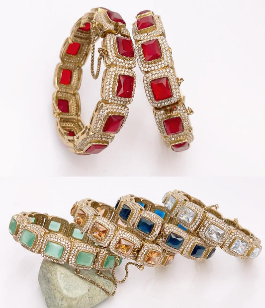 Native made openable kara pair in real stones fine quality