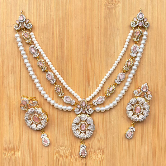 RP 3 layears Necklace with Earring heand meaking gold polish