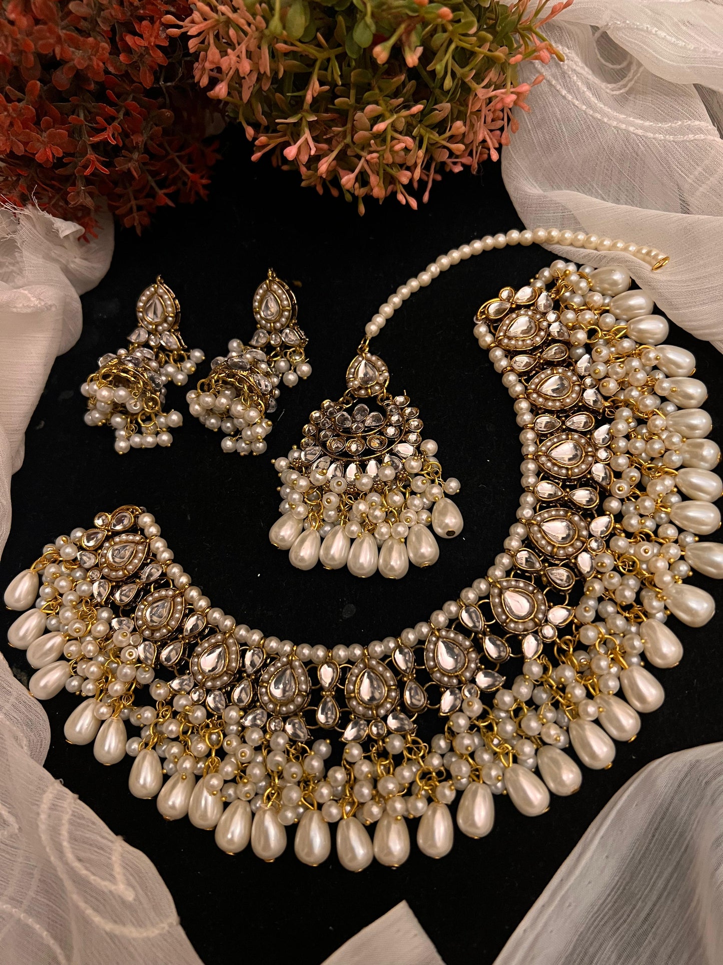 Sheesh kundan necklace set