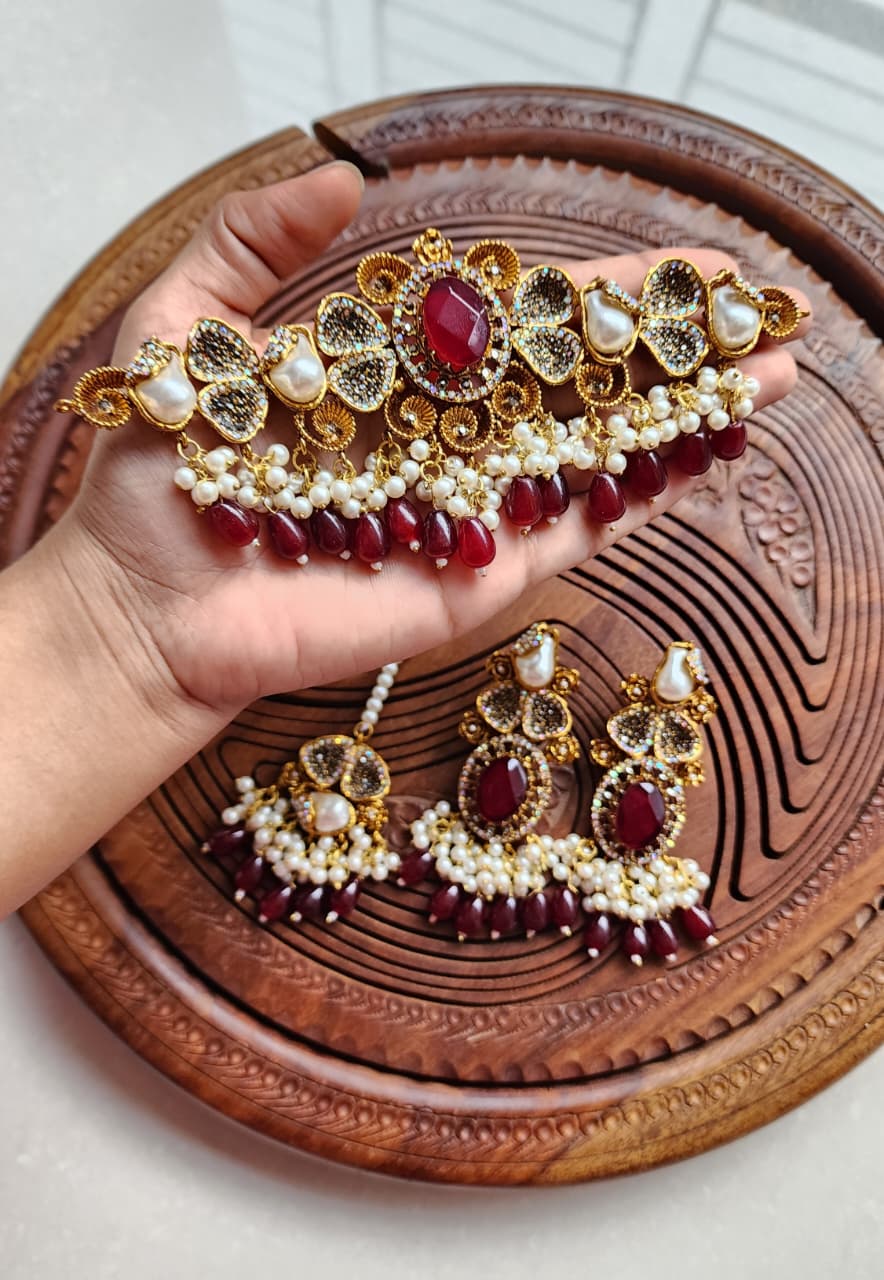 Designer collection Handmade stone with mother pearl turkish chokkar set