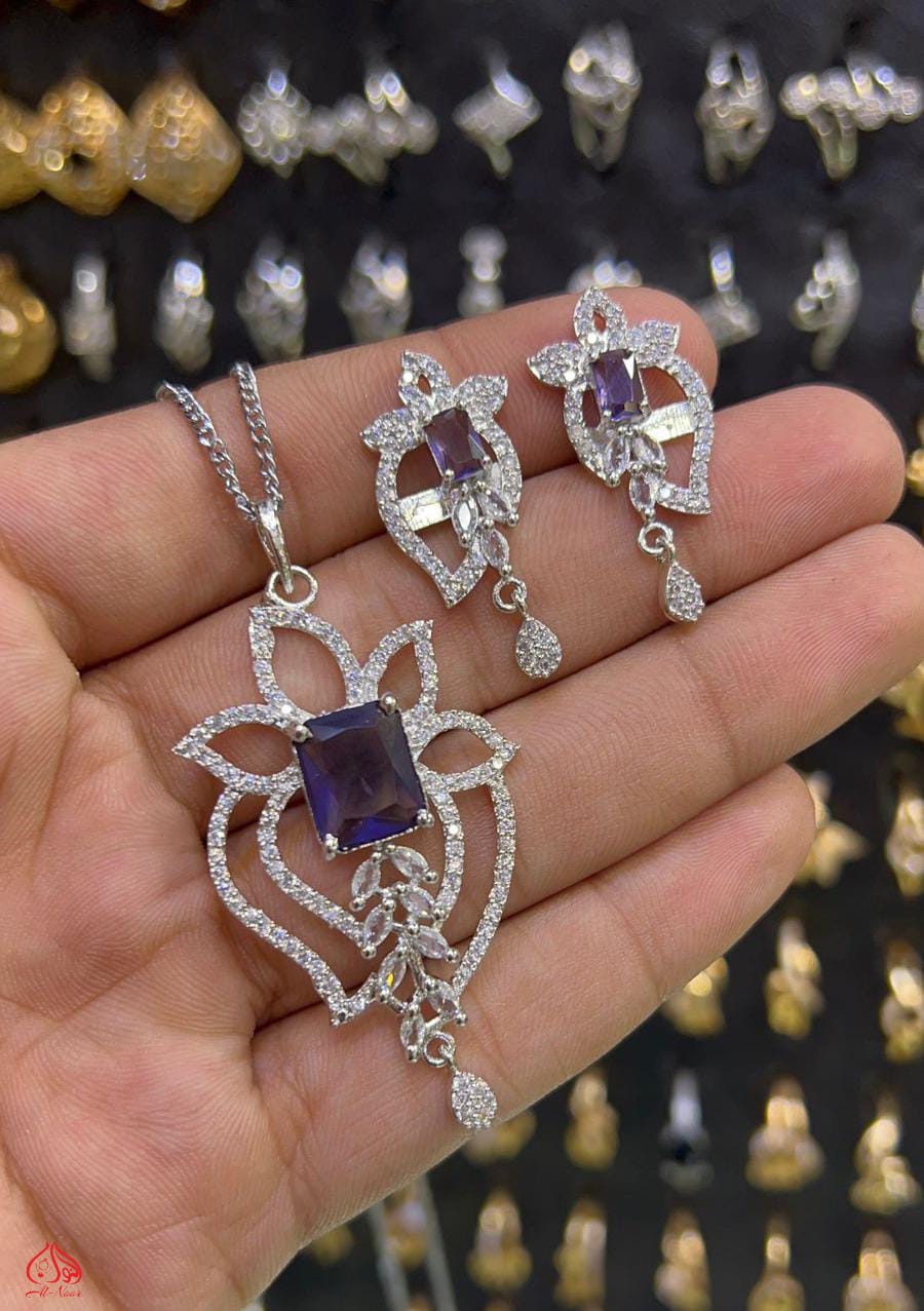 Kit sets A.D Full Zircon Sliver  Steel Polish  locket Set  Best High Quality  4 Colour Available