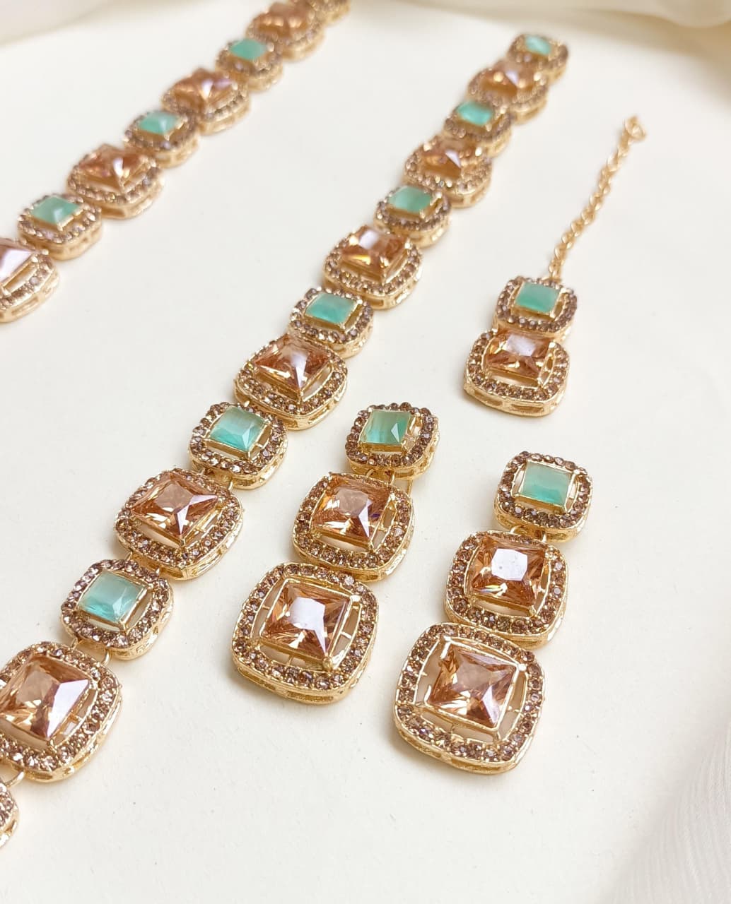 Mala set Beautiful Design Zircon Stone PartyWear Stylish With Teeka