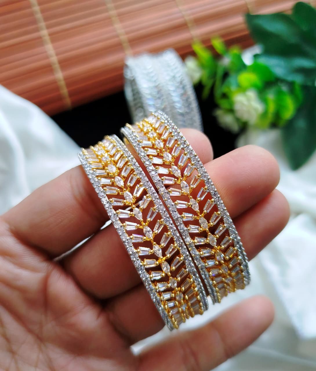Most Stunning Pair of Micro American Diamond Bangles