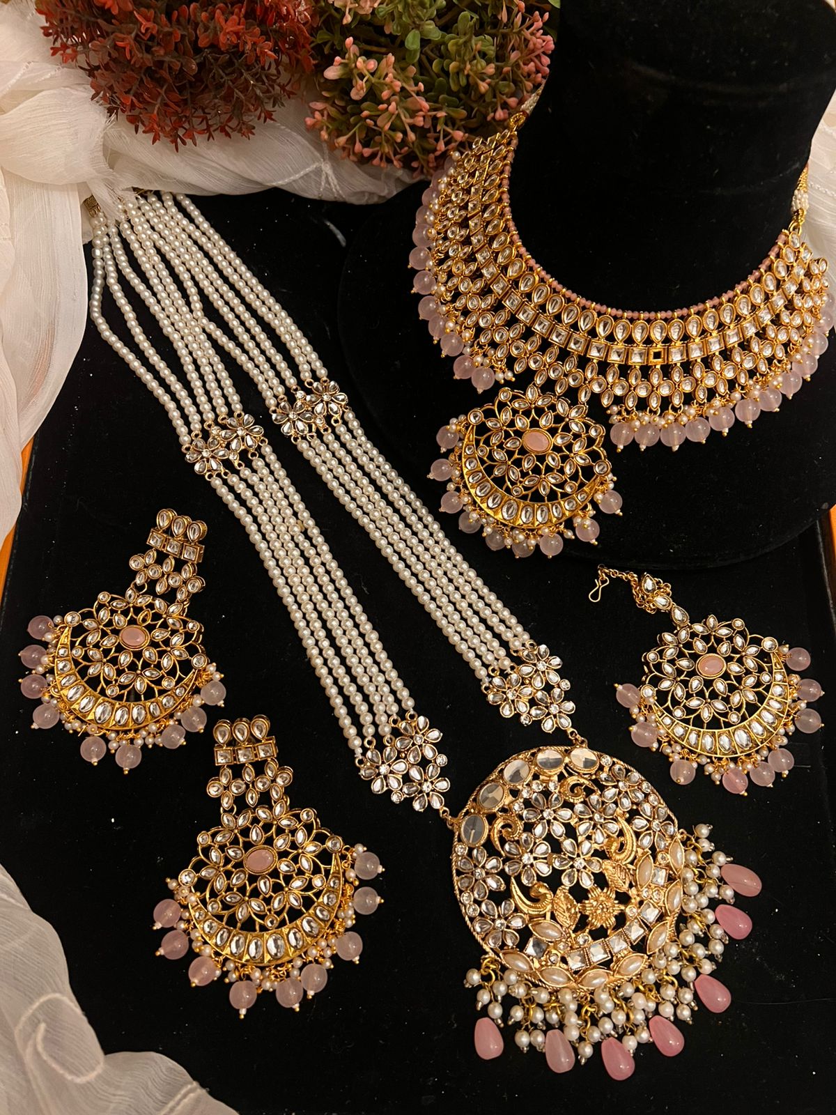Sheesh kundan necklace mala set