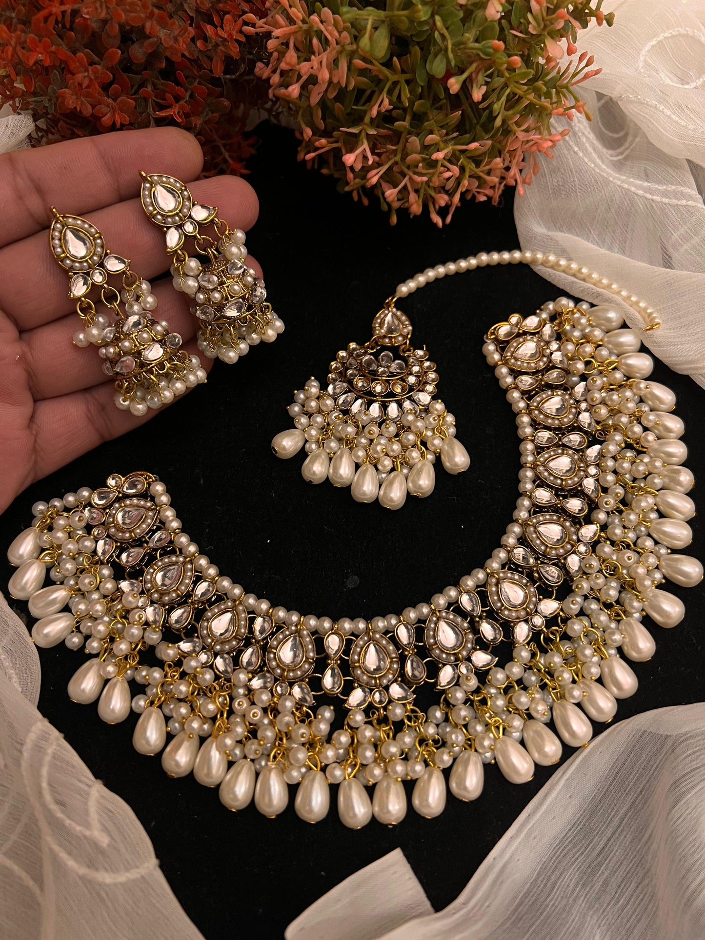 Sheesh kundan necklace set