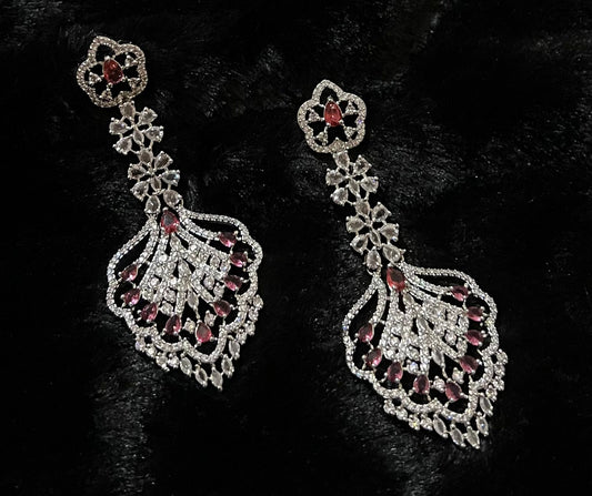 Silver Clear Rhinestone Design Earrings