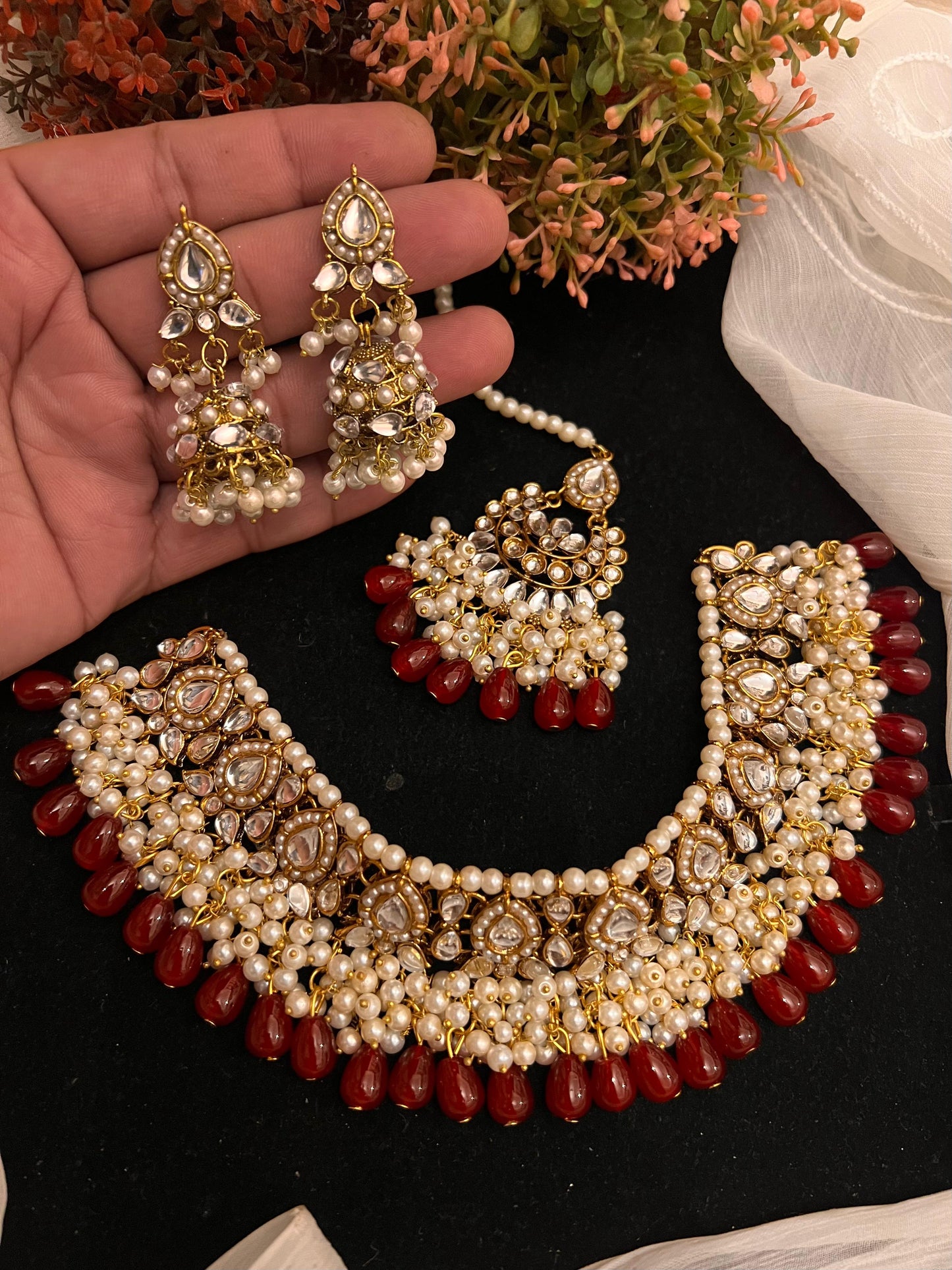 Sheesh kundan necklace set