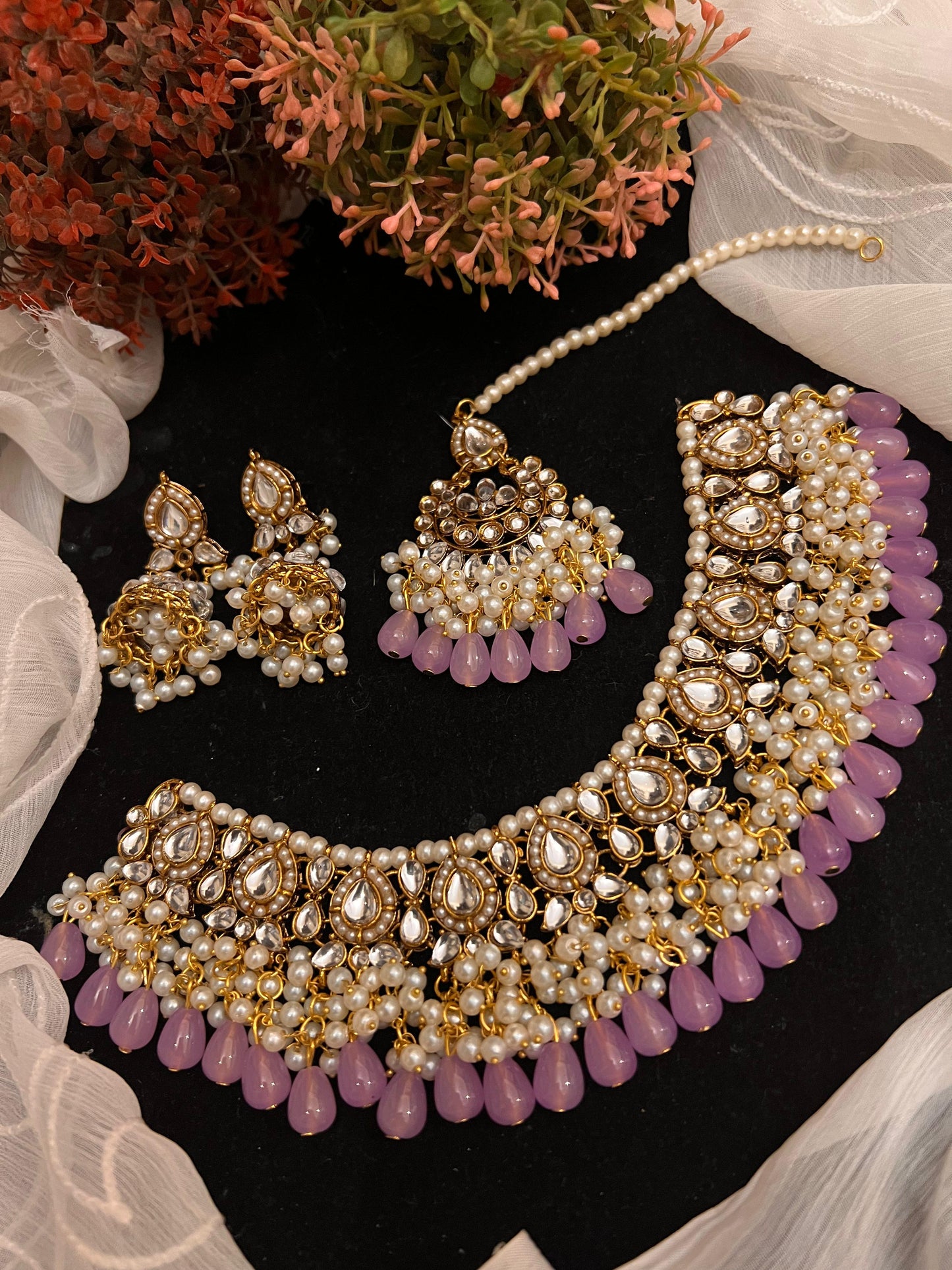 Sheesh kundan necklace set