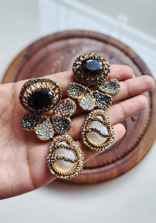 Designer collection Handmade stone with mother pearl turkish earrings