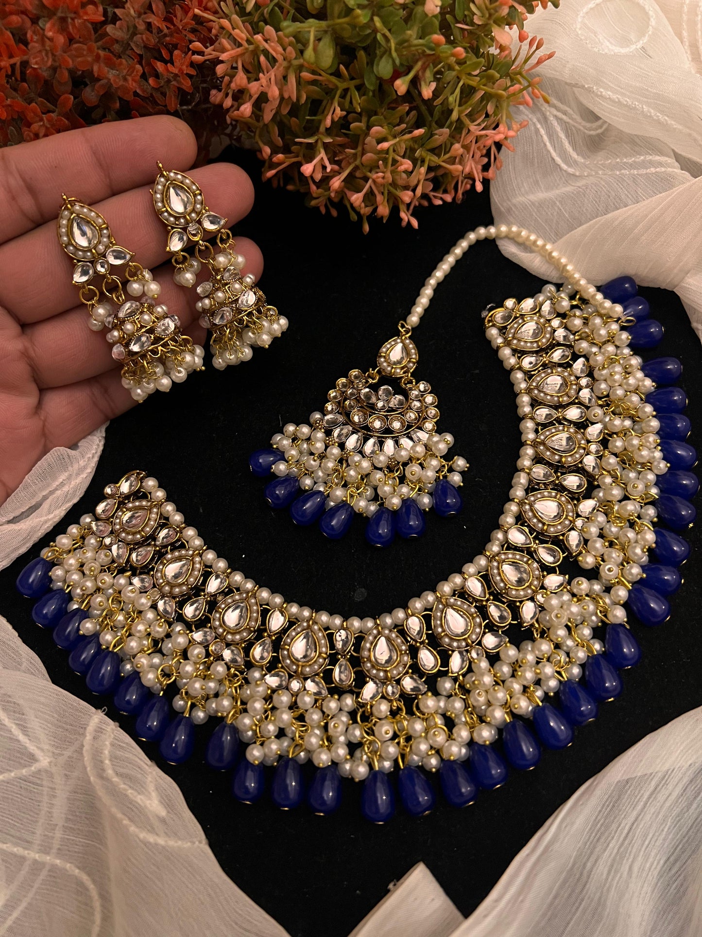 Sheesh kundan necklace set