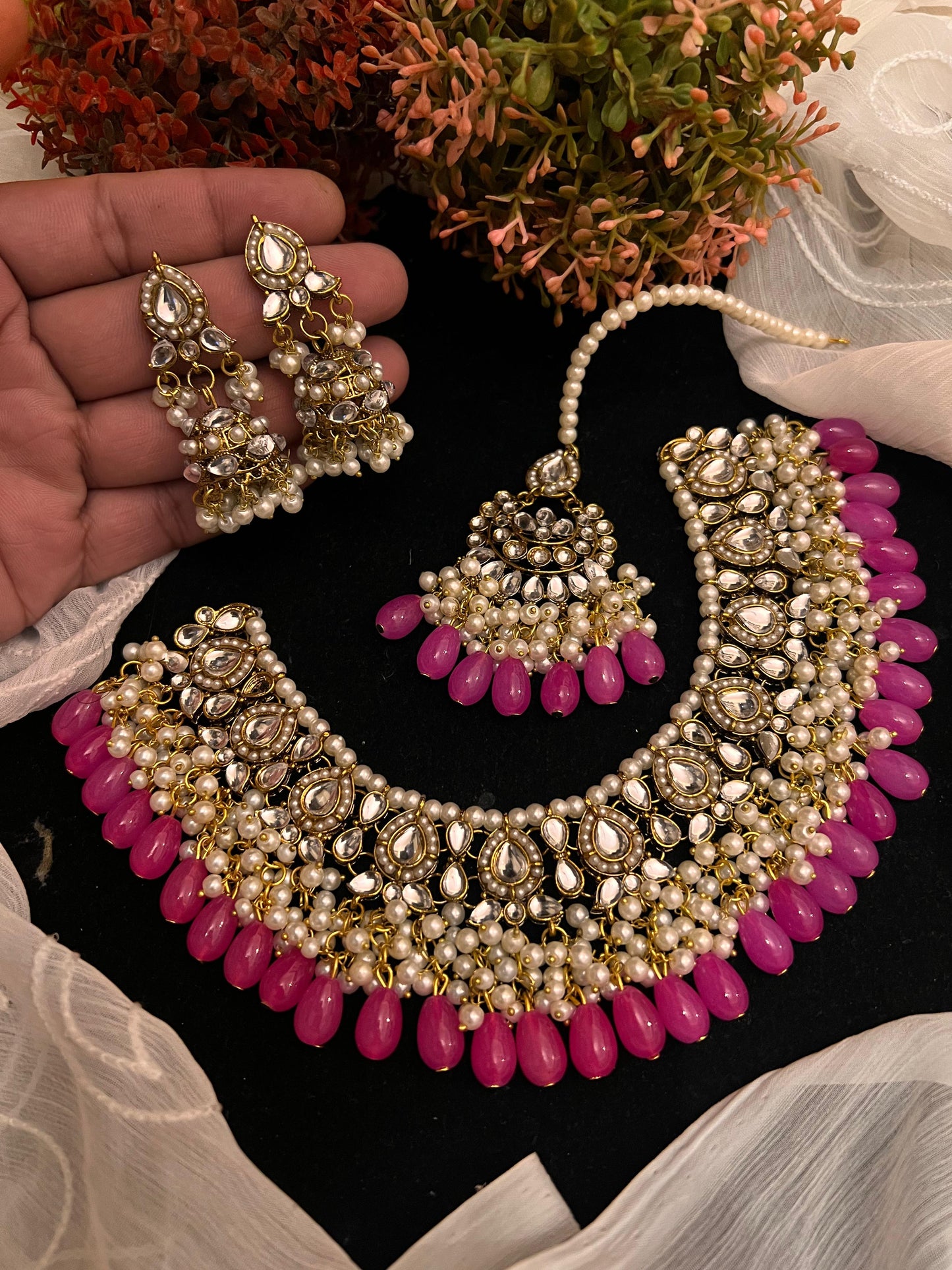 Sheesh kundan necklace set