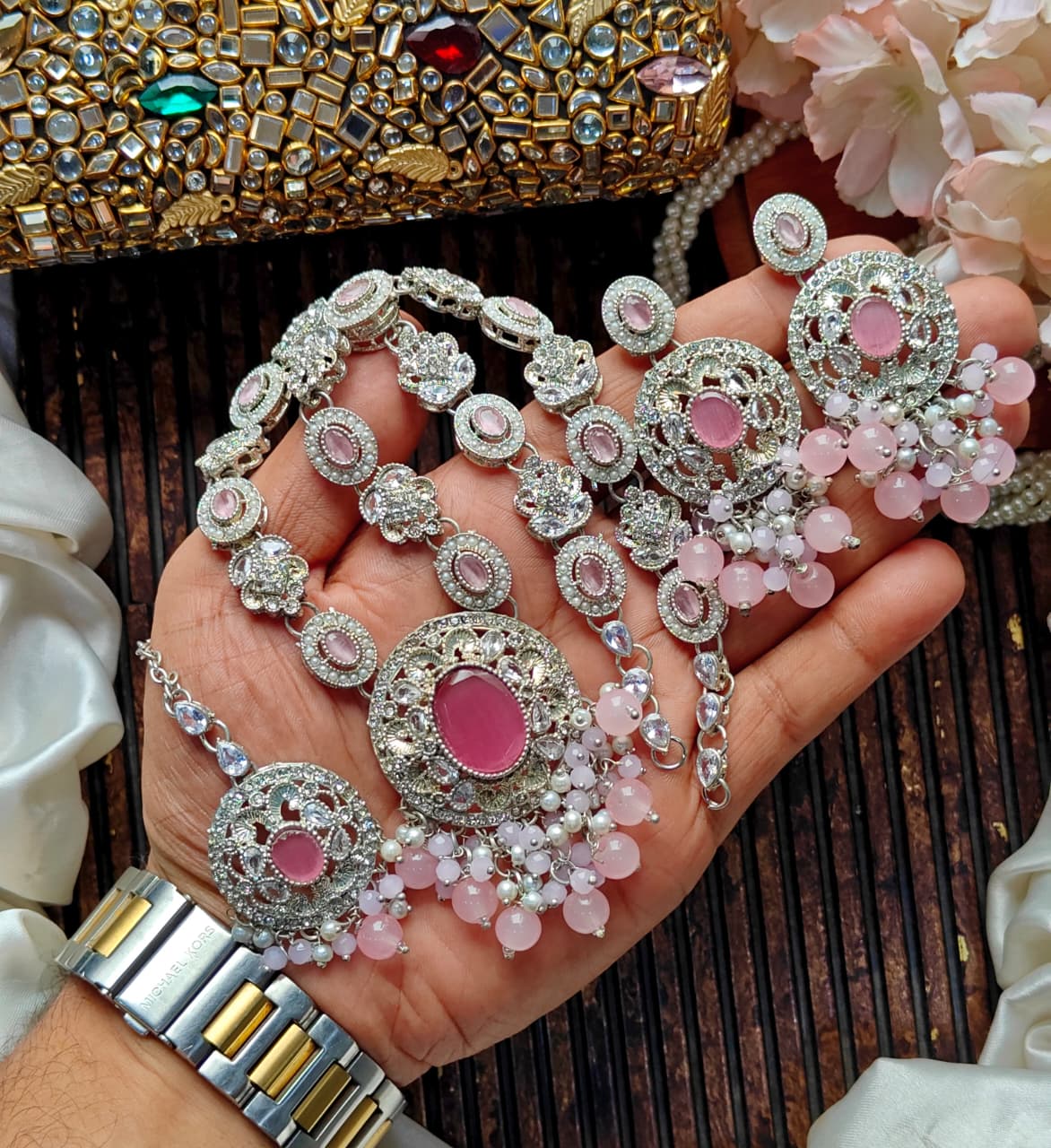 Beautiful Zarqoon stone Egyption style Mala Set Eating With Tika
