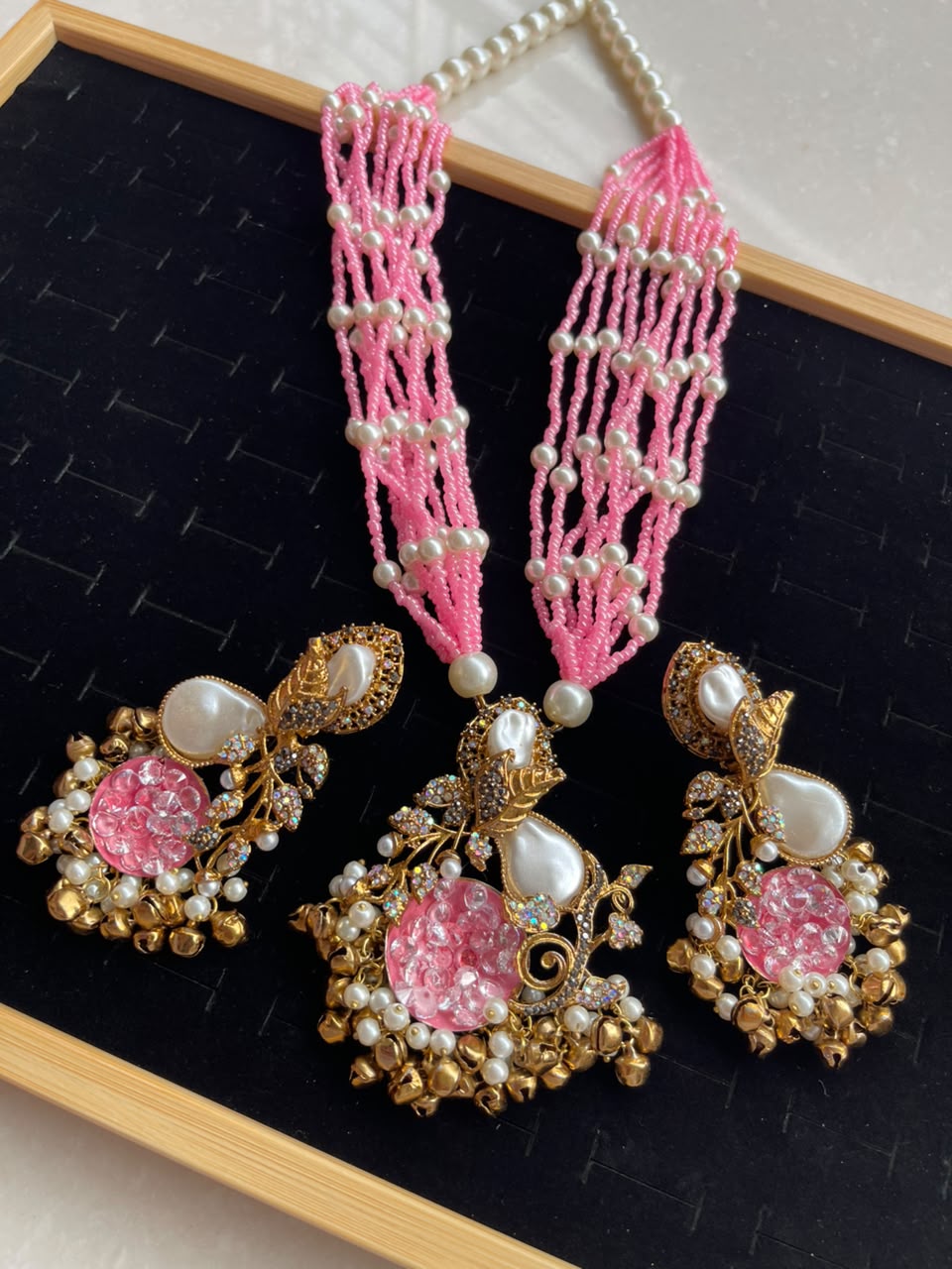 Handmade turkish work with mother pearl pandent maala set
