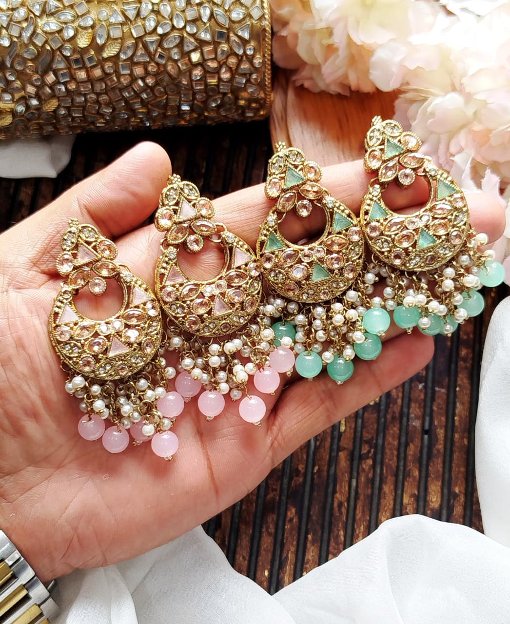 Beautiful Zarqoon stone traditional style  Earrings