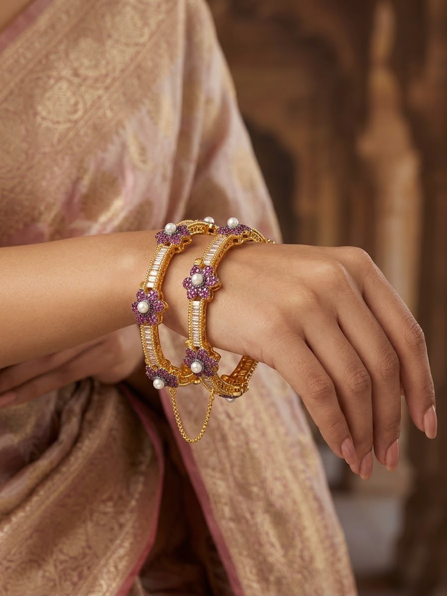 Casting Zircon Bangles Pair open able