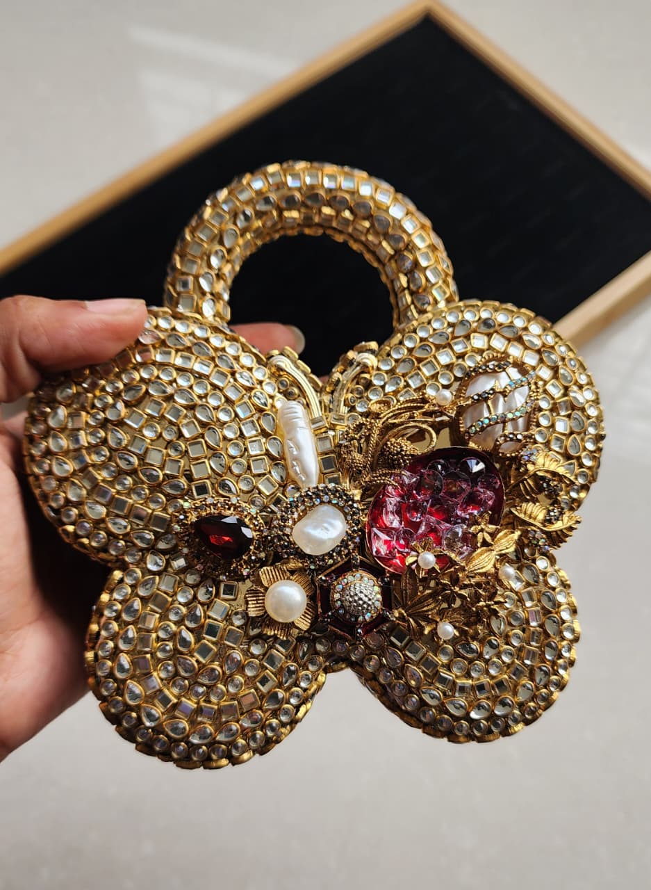 cluches kundan butterfly shape purses