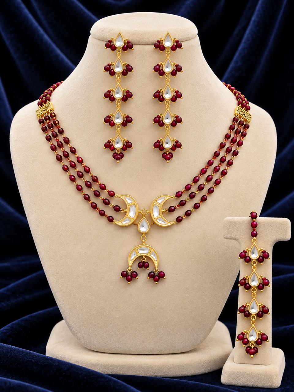 Half mooc sheesh kundan necklace set