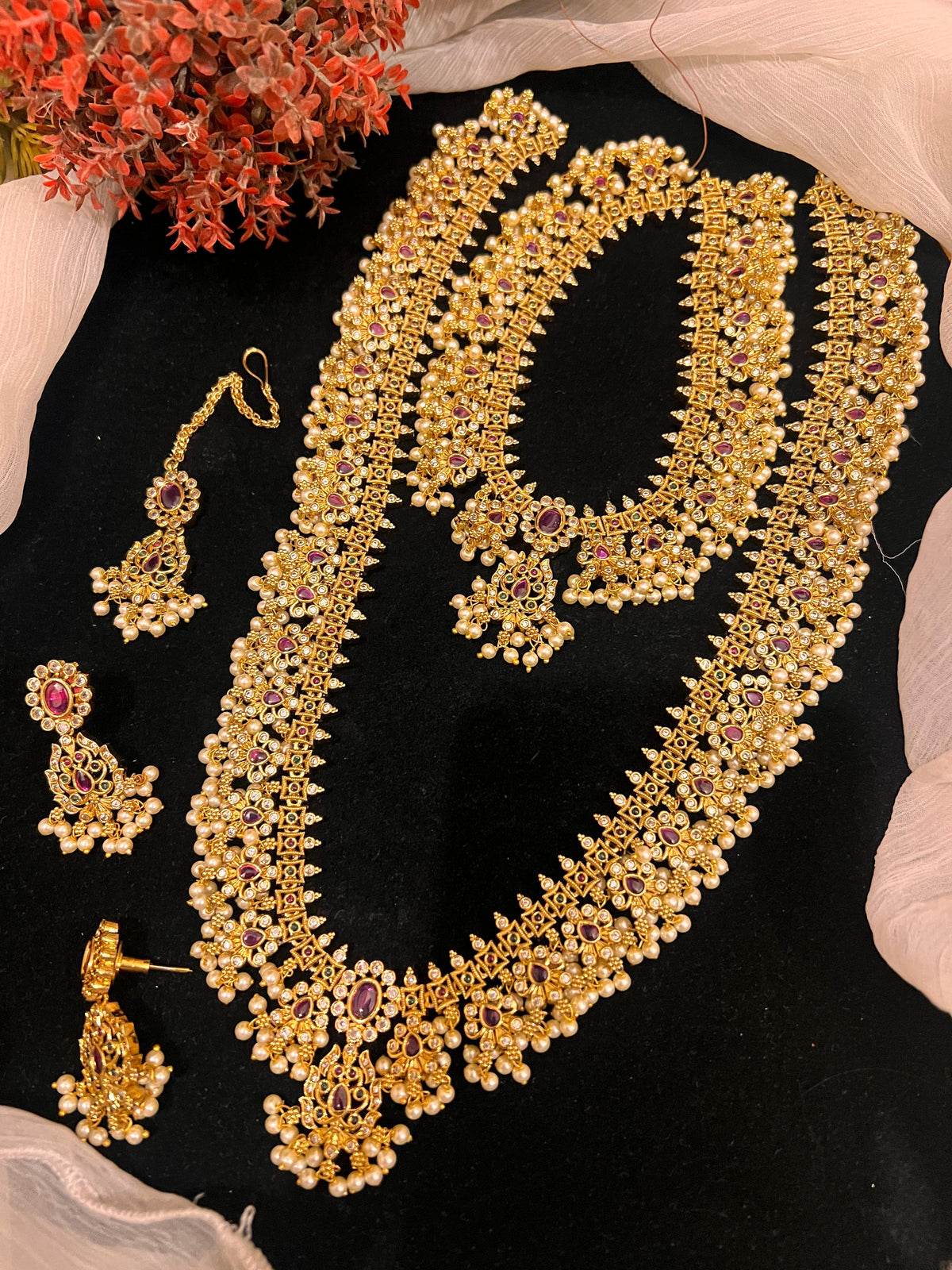 Double mala necklace haar