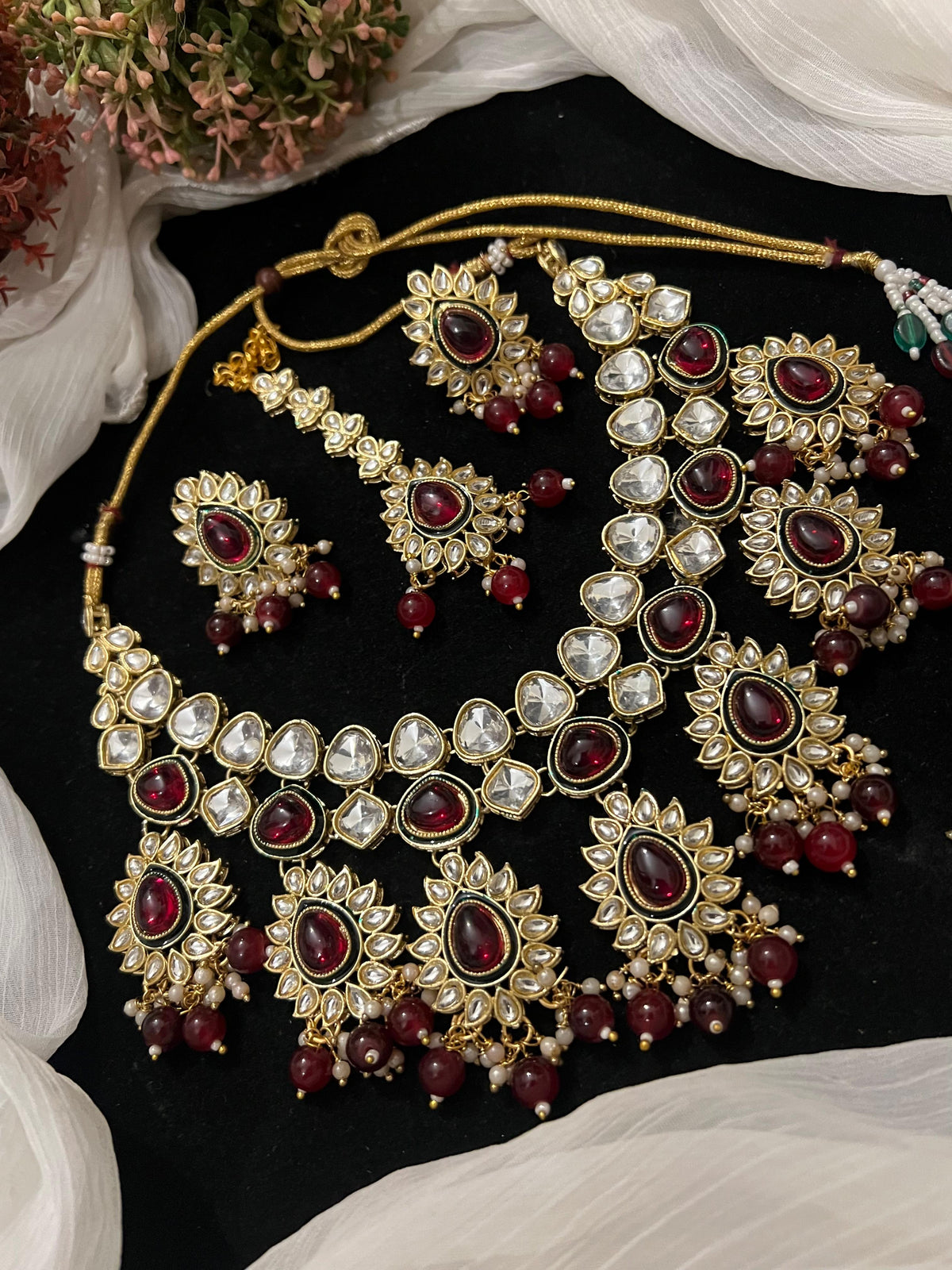 Sheesh kundan necklace set