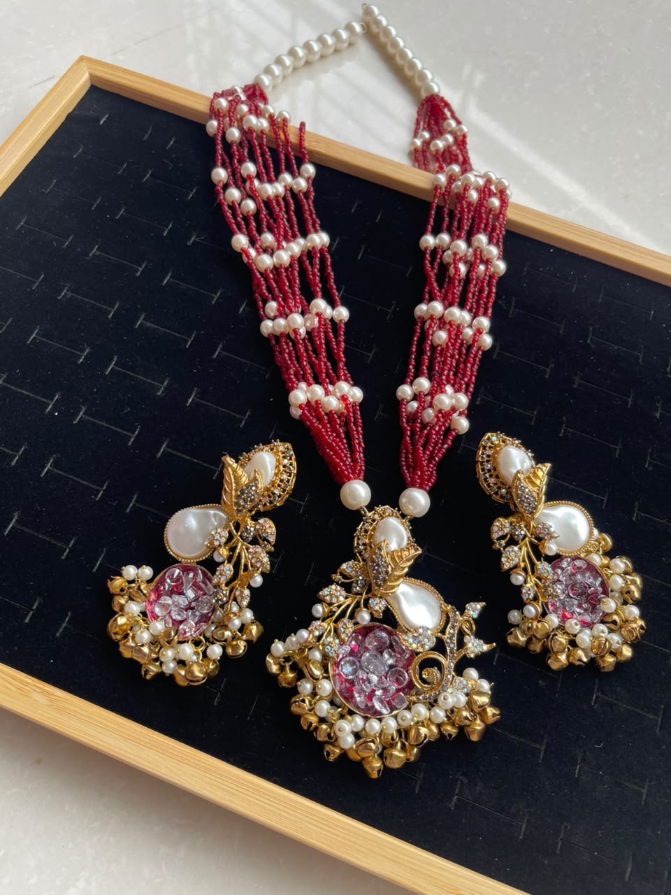 Handmade turkish work with mother pearl pandent maala set
