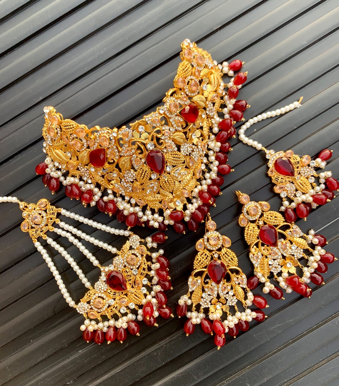 Turkish collar set in silver & golden polish