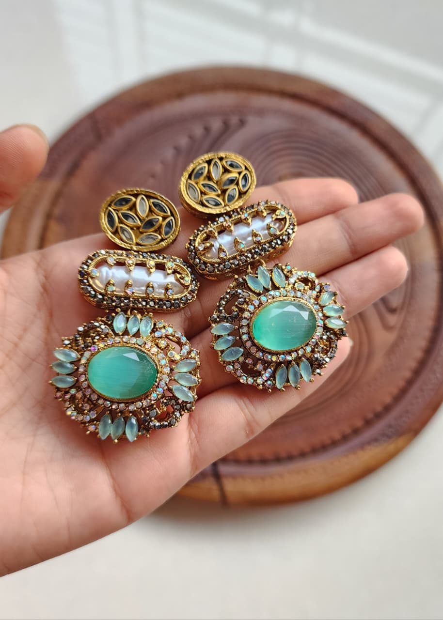 Premium quality stone with mother pearl earrings