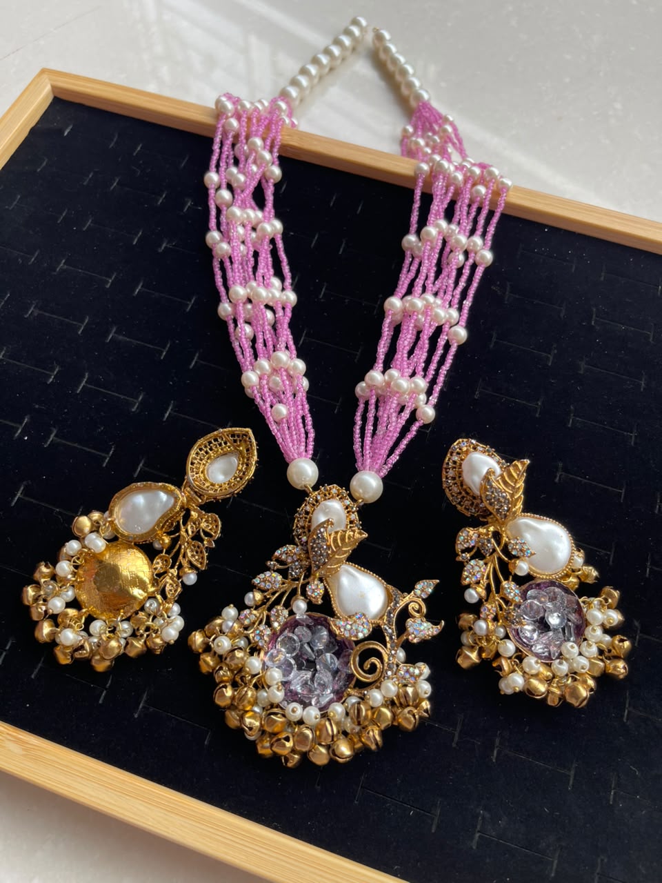 Handmade turkish work with mother pearl pandent maala set
