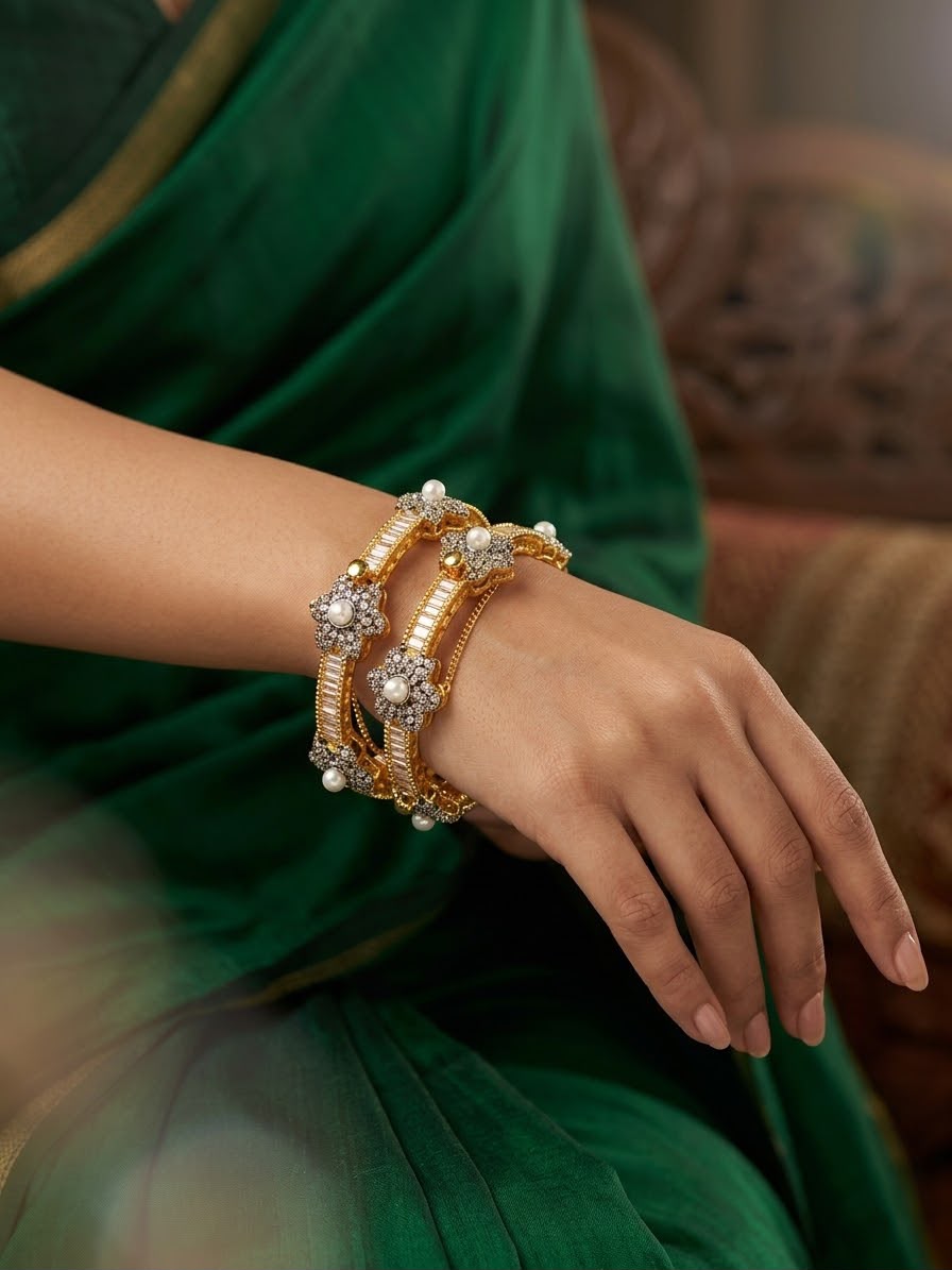 Casting Zircon Bangles Pair open able