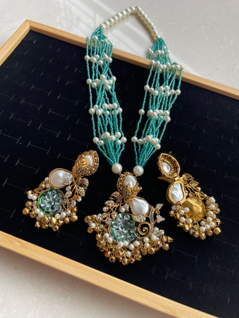 Handmade turkish work with mother pearl pandent maala set
