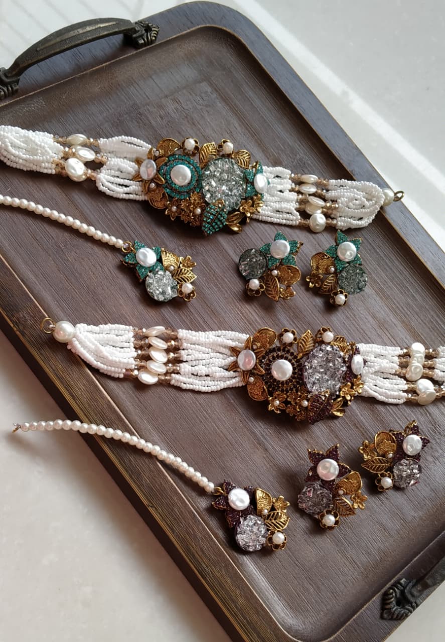 Handmade turkish work with mother pearl chokkar set