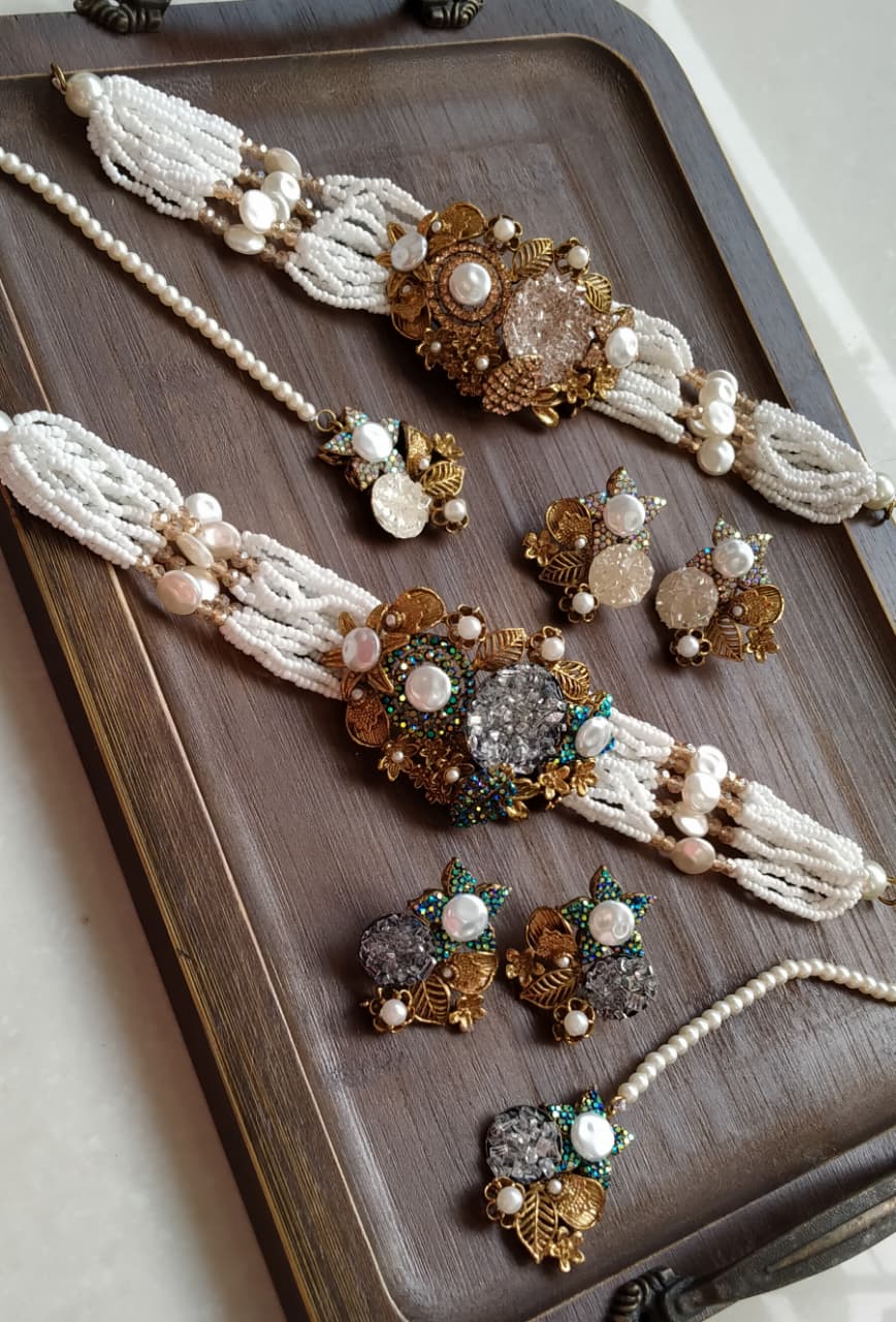 Handmade turkish work with mother pearl chokkar set
