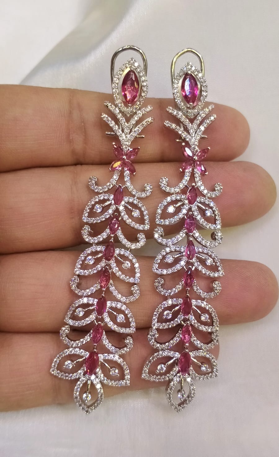 Long zircon earrings