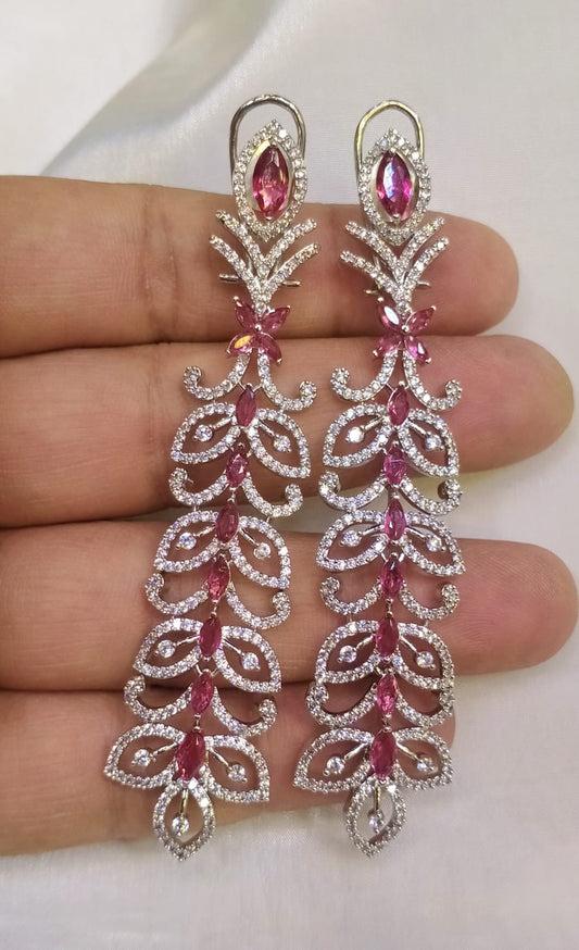 Long zircon earrings