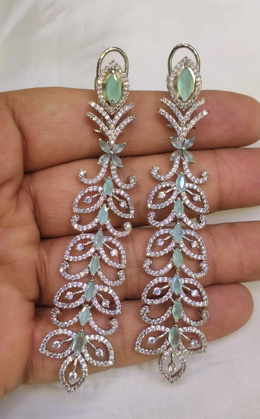 Long zircon earrings