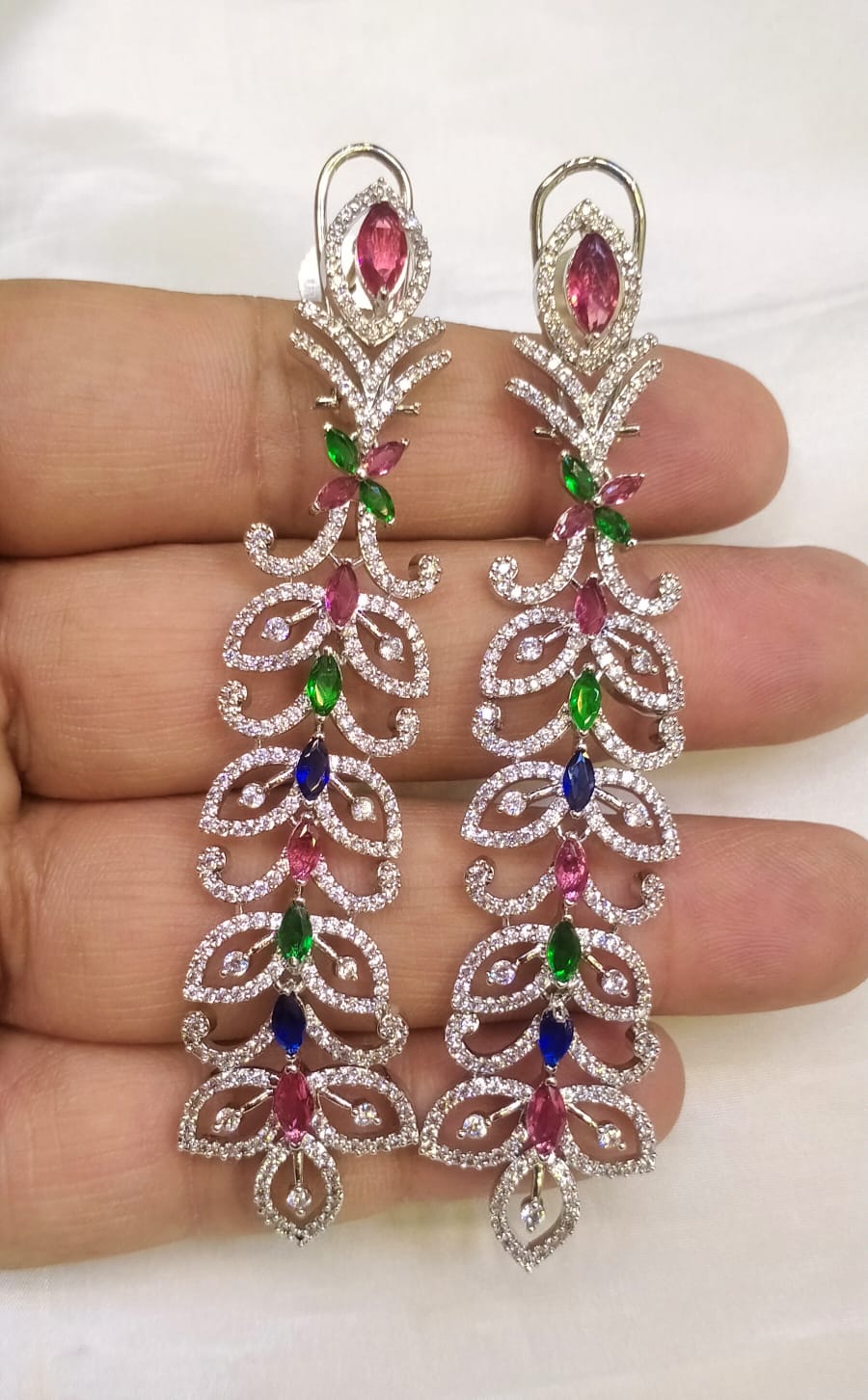 Long zircon earrings